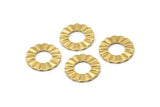 Brass Ring Charm, 12 Raw Brass Wavy Round Connectors Without Hole, Findings (18x1mm) D893