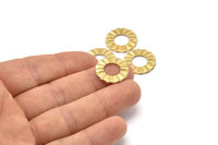 Brass Ring Charm, 12 Raw Brass Wavy Round Connectors Without Hole, Findings (18x1mm) D893