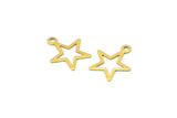 Brass Star Charm, 50 Raw Brass Star Charms (14x12mm) Brs 299 A0298