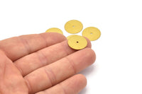 Round Brass Connector, 30 Raw Brass Round Discs, Middle Hole Connectors, Bead Caps, Findings (16mm) Brs 66 A0445