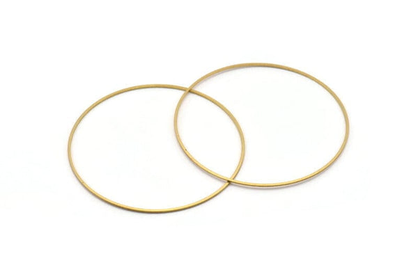 60mm Circle Connectors - 12 Raw Brass Circle Connectors (60x1x1mm) Bs 1105