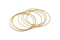 60mm Circle Connectors - 12 Raw Brass Circle Connectors (60x1x1mm) Bs 1105