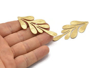 Brass Leaf Charm, 8 Raw Brass Textured Leaf Charm Earrings With 1 Hole, Findings (62x26x0.60mm) D0680