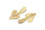 Brass Leaf Charm, 24 Raw Brass Textured Leaf Charm Earrings With 1 Hole, Findings (35x17x0.50mm) D845