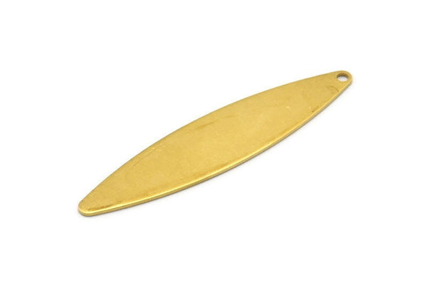 Brass Marquise Charm, 12 Raw Brass Marquise Shape Stamping Blank Charms With 1 Hole Earrings, Findings (55x12x0.80mm) B0287