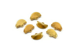 Brass Ribbon Crimp, 50 Raw Brass Ribbon Crimp Ends With 1 Loop, Findings (13x8mm) D1164