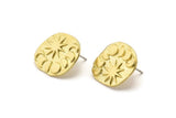 Brass Irregular Earring, 2 Raw Brass Irregular Moon Phases Shaped Stud Earrings (20x18x2mm) N1549