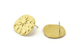Brass Irregular Earring, 2 Raw Brass Irregular Moon Phases Shaped Stud Earrings (20x18x2mm) N1549