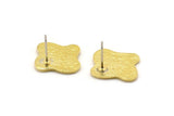 Brass Irregular Earring, 2 Raw Brass Irregular Shaped Stud Earrings (18x19x1.5mm) N1901