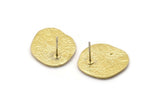 Brass Irregular Earring, 2 Raw Brass Irregular Sun Shaped Stud Earrings (20x18x1.5mm) N1902