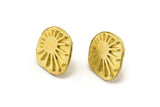 Brass Irregular Earring, 2 Raw Brass Irregular Sun Shaped Stud Earrings (16x14x2mm) N1906
