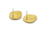 Brass Irregular Earring, 2 Raw Brass Irregular Sun Shaped Stud Earrings (16x14x2mm) N1906