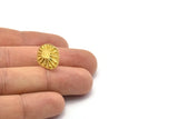 Brass Irregular Earring, 2 Raw Brass Irregular Sun Shaped Stud Earrings (16x14x2mm) N1906