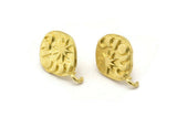 Brass Irregular Earring, 2 Raw Brass Irregular Moon Phases Shaped Stud Earrings With 1 Loop (20x14x2mm) N1905