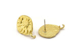 Brass Irregular Earring, 2 Raw Brass Irregular Moon Phases Shaped Stud Earrings With 1 Loop (20x14x2mm) N1905