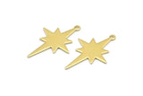 Brass Pole Star Charm, 10 Raw Brass, Brass Charms, Brass Pole Star Charms With 1 Loop (31x20x0.80mm) A0693