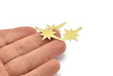 Brass Pole Star Charm, 10 Raw Brass, Brass Charms, Brass Pole Star Charms With 1 Loop (31x20x0.80mm) A0693