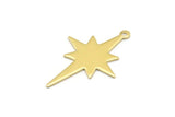 Brass Pole Star Charm, 10 Raw Brass, Brass Charms, Brass Pole Star Charms With 1 Loop (31x20x0.80mm) A0693