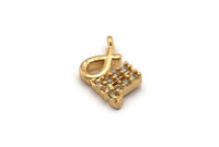 Gold Virgo Charm, Gold Plated Virgo, Cubic Zircon, 2 CZ Pave Virgo Charms, Zircon Virgo Zodiac Charm Pendants With 1 Loop (14x9mm) SY0225