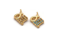 Gold Virgo Charm, Gold Plated Virgo, Cubic Zircon, 2 CZ Pave Virgo Charms, Zircon Virgo Zodiac Charm Pendants With 1 Loop (14x9mm) SY0225