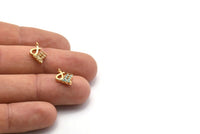 Gold Virgo Charm, Gold Plated Virgo, Cubic Zircon, 2 CZ Pave Virgo Charms, Zircon Virgo Zodiac Charm Pendants With 1 Loop (14x9mm) SY0225
