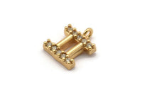 Gold Gemini Charm, 4 Gold Plated Gemini, Cubic Zircon, CZ Pave Gemini Charm, Zircon Gemini Zodiac Charm Pendants (11x8mm) SY0217