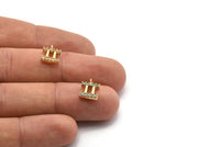 Gold Gemini Charm, 4 Gold Plated Gemini, Cubic Zircon, CZ Pave Gemini Charm, Zircon Gemini Zodiac Charm Pendants (11x8mm) SY0217