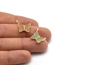 Gold Butterfly Charm, Gold Plated Butterfly, Cubic Zircon, 2 CZ Pave Butterfly Charms, Zircon Charm Pendants With 1 Loop (23x18mm) SY0228