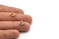 Gold Capricorn Charm, Gold Plated Capricorn, 2 CZ Pave Capricorn Charms, Zircon Capricorn Zodiac Charm Pendants With 1 Loop (11x7mm) SY0240