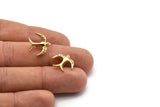 Zircon Bead Connector, 2 CZ Zircon Gold Plated Brass Bird Shaped Beads With 1 Loop (15x16mm) SY0226