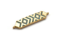 Gold Hexagon Connector, Gold Plated Hexagon, Cubic Zircon, CZ Pave Hexagon Connector With 2 Loops, Zircon Connector, Charms (38x8mm) SY0212