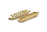 Gold Hexagon Connector, Gold Plated Hexagon, Cubic Zircon, CZ Pave Hexagon Connector With 2 Loops, Zircon Connector, Charms (38x8mm) SY0212