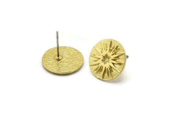 Earring Studs, 4 Raw Brass -  Circle Stud Earrings - Brass Earrings - Earrings (14x1.5mm) N1923