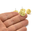 Earring Studs, 4 Raw Brass -  Circle Stud Earrings - Brass Earrings - Earrings (14x1.5mm) N1923