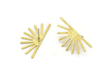 Brass Sun Earring, 4 Textured Raw Brass Sun Stud Earrings (32x14x0.60mm) M02062 A2519