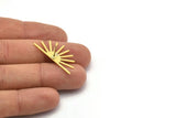 Brass Sun Earring, 4 Textured Raw Brass Sun Stud Earrings (32x14x0.60mm) M02062 A2519