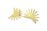 Brass Sun Earring, 6 Raw Brass Sun Stud Earrings With 1 Hole (18x25x0.80mm) M02288 A2522