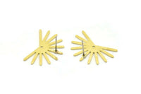 Brass Sun Earring, 6 Raw Brass Sun Stud Earrings With 1 Hole (18x25x0.80mm) M02288 A2522