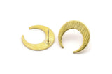 Brass Moon Earring, 6 Textured Raw Brass Crescent Moon Stud Earrings (18x5x1mm) M02217 A2523