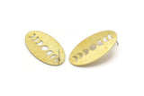 Brass Oval Earring, 4 Textured Raw Brass Oval Moon Phases Shaped Stud Earrings (35x19x0.80mm) M02190 A2531