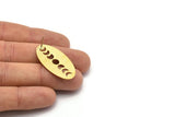 Brass Oval Earring, 4 Textured Raw Brass Oval Moon Phases Shaped Stud Earrings (35x19x0.80mm) M02190 A2531
