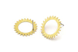 Brass Round Earring, 2 Textured Raw Brass Circle Stud Earrings (20x0.80mm) M02131 A2546