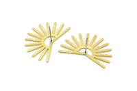 Brass Sun Earring, 4 Textured Raw Brass Sun Stud Earrings (20x30x0.80mm) M02277 A2537