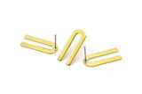 U Shape Earring, 8 Raw Brass U Shaped Stud Earrings (22x9x0.80mm) M02092 A2524