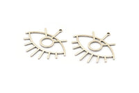 Silver Eye Charm, 4 Antique Silver Plated Brass Eye Charms With 1 Loop, Pendants, Earrings (36x33x1mm) D992 H0712