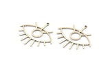 Silver Eye Charm, 4 Antique Silver Plated Brass Eye Charms With 1 Loop, Pendants, Earrings (36x33x1mm) D992 H0712