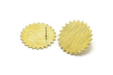 Brass Round Earring, 2 Textured Raw Brass Circle Stud Earrings (25x0.80mm) M02136 A2542