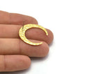 Brass Moon Earring, 4 Hammered Raw Brass Crescent Moon Stud Earrings (26x27x1mm) M02161 A2527