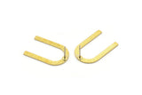 Brass U Shaped Earring, 8 Textured Raw Brass U Shaped Stud Earrings (26x17x0.80mm) M02084 A2529