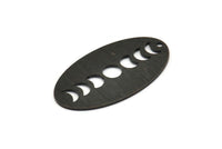 Black Oval Charm, 4 Textured Oxidized Black Brass Oval Moon Phases Charms With 1 Hole, Pendants (35x19x0.80mm) M02191